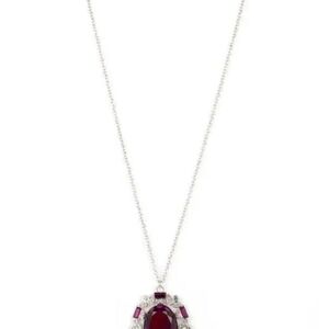 Paparazzi Red and Silver Necklace with Elegant Pendant Noble Reflection Fashion
